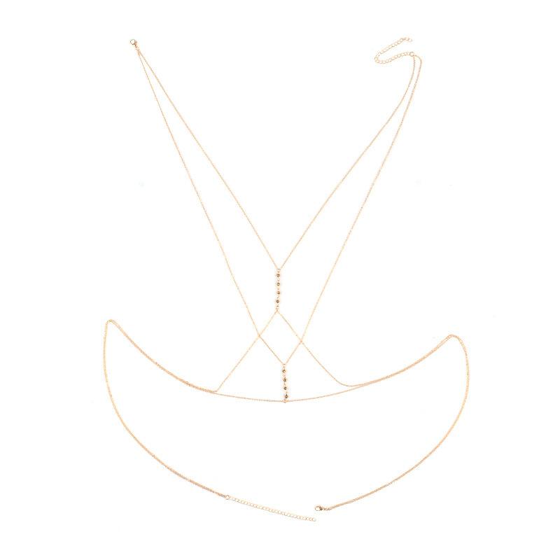 Jewelry Fashion Versatile Crystal Chest Chain Body Clothing Chain Geometric Cross Necklace Body Chain