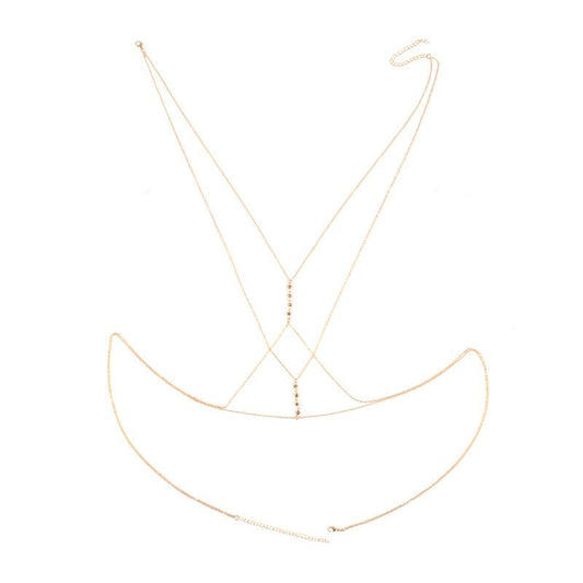 Jewelry Fashion Versatile Crystal Chest Chain Body Clothing Chain Geometric Cross Necklace Body Chain
