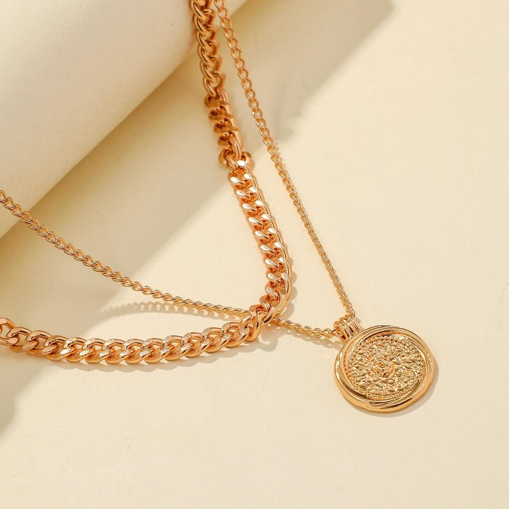Jewelry Creative Astronomical Compass Retro Round Card Pendant Fashion Double Compass Hip Hop Necklace