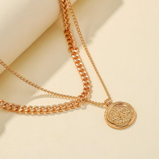Jewelry Creative Astronomical Compass Retro Round Card Pendant Fashion Double Compass Hip Hop Necklace
