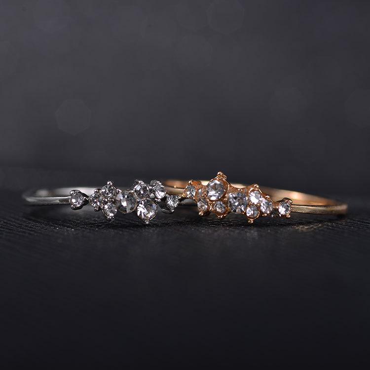 Electroplating 18k Gold Diamond Ring Nine Diamonds Ladies Tail Ring Jewelry