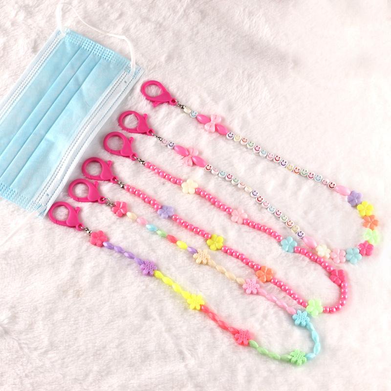 Ins jewelry explosive flower acrylic smiling face children anti-lost multi-purpose mask chain glasses chain