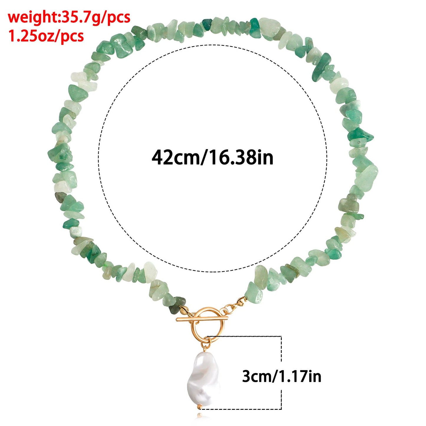 Jewelry Large Shaped Pearl OT Buckle Necklace Female Ins Temperament Simple Emerald Turquoise Necklace