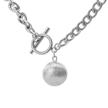 Ins cold ball IMISSYOU titanium steel pendant stainless steel necklace clavicle chain necklace