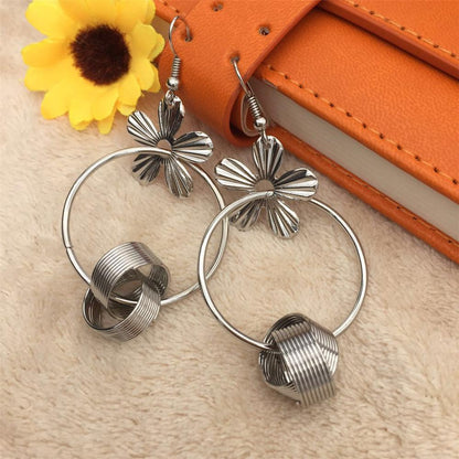 Double Circle Cross Large Circle Circle Sunflower Female Earrings Pop Earrings Night