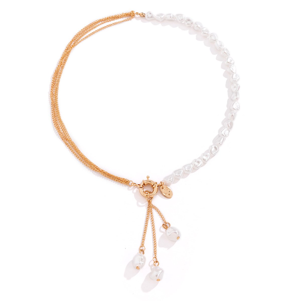 Jewelry baroque special-shaped pearl tassel necklace temperament simple geometric multi-layer chain necklace