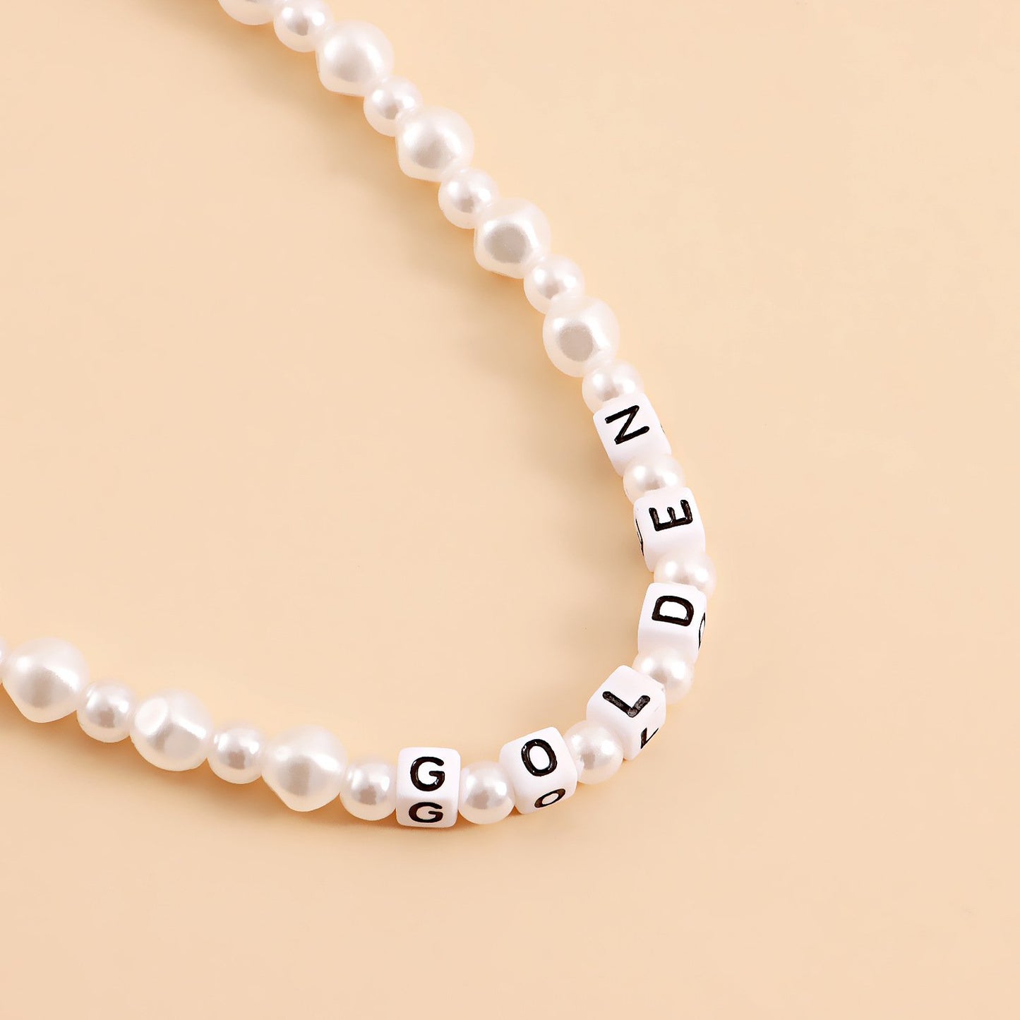 Jewelry niche GOLDEN letter imitation pearl necklace necklace female beaded necklace babes ins