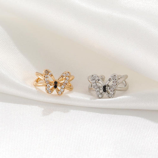 Sweet temperament zircon hollow butterfly ear clip cold personality no ear piercing earring fashion all-match earrings