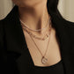 Necklace temperament fashion pearl compass pendant personality multi-layer clavicle chain accessories