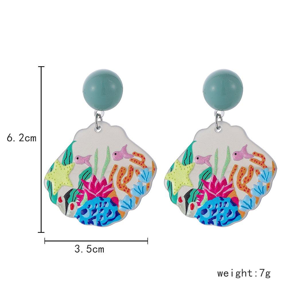 Acrylic plate graffiti earrings ocean world earrings niche personality design girly accessories