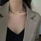 ins simple all-match jewelry titanium steel furnace vacuum plating 18k stacked blade chain necklace female