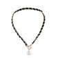 Fashionable Mermaid Bead Braided Leather Rope OT Buckle Short Necklace Niche Design Clavicle Chain Ladies Necklace
