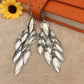 Atmospheric ethnic long string leaf-shaped metal frosted earrings earrings