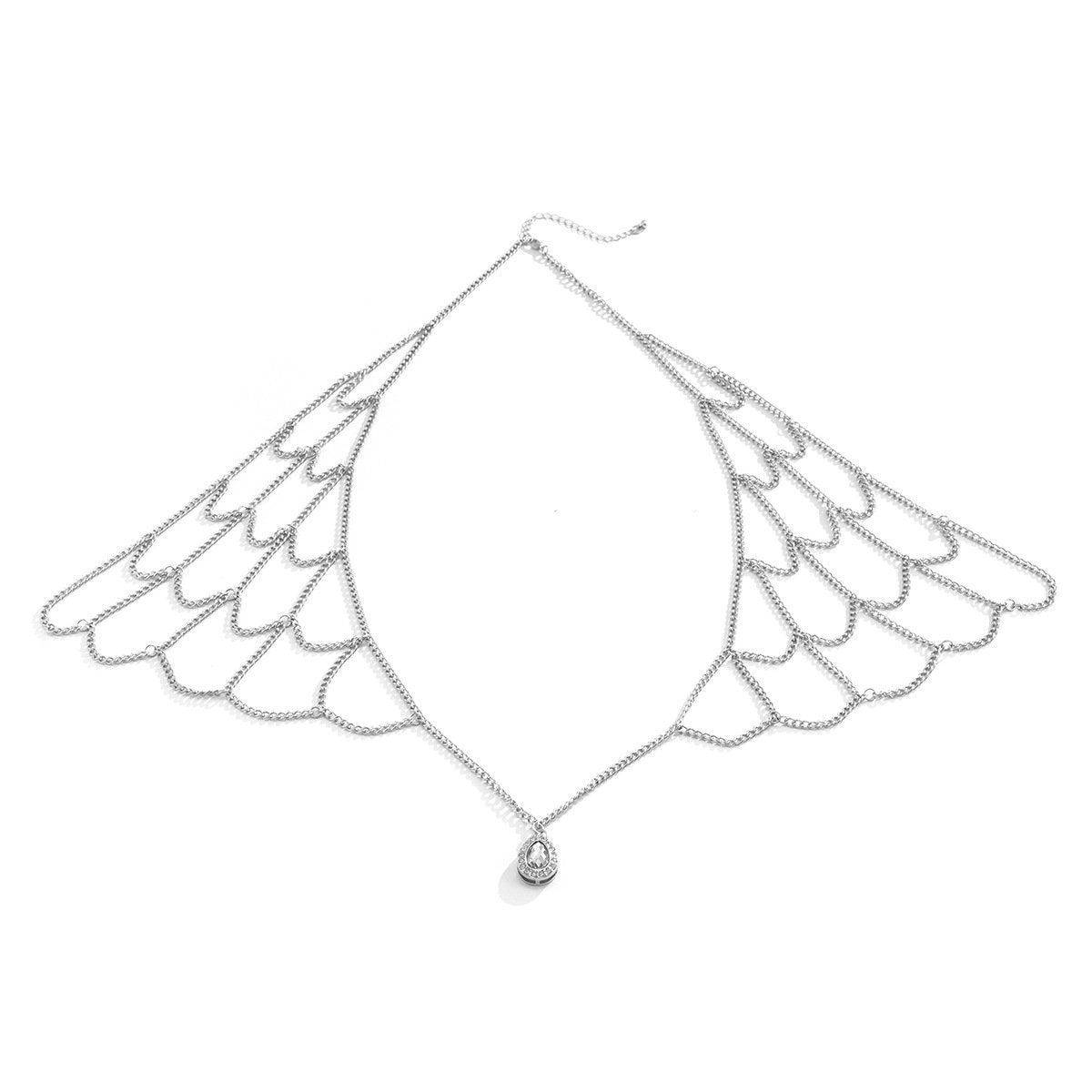 Jewelry Personality Simple Geometric Mesh One Shoulder Tassel Shawl Chain Exaggerated Water Drop Fashion Body Chain