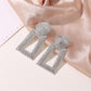 Frosty hollow trapezoidal earrings temperament geometric pendant earrings female square pattern metal earrings