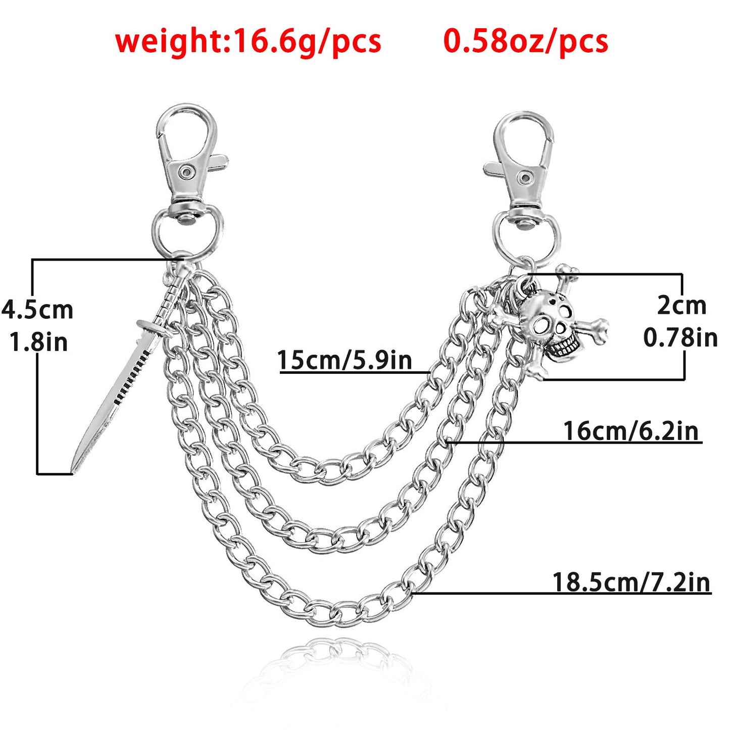 Jewelry Hip Hop Personality Skull Anklet Accessories Simple Trend Katana Pendant Shoe Chain Women