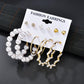 Fashion exaggerated pearl hoop earrings accessories 6 pairs heart diamond stud earrings set