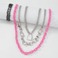 N9677 Trendy Cool Personality Exaggerated Necklace Fashion Lace Lobster Buckle Necklace Resin Geometric Multilayer Necklace