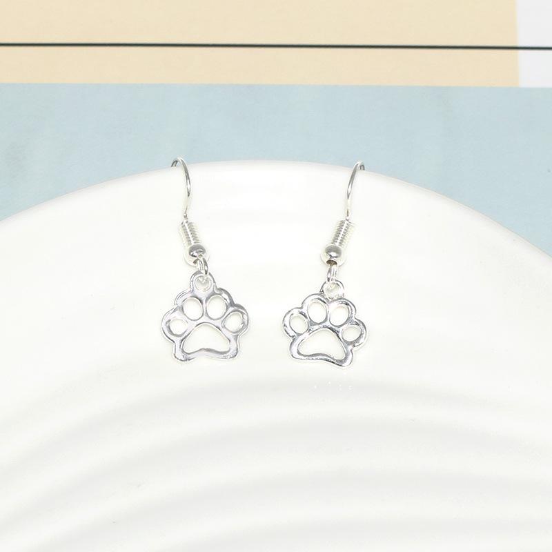 Explosive first jewelry hollow dog print earrings dog paw footprint earrings cute animal feet