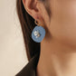 Irregular geometric round shell inlaid pearl flower earrings niche simple temperament earrings retro trendy accessories