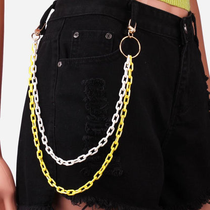 Street retro all-match ring accessories ins personality trend hip-hop fluorescent resin chain pants chain