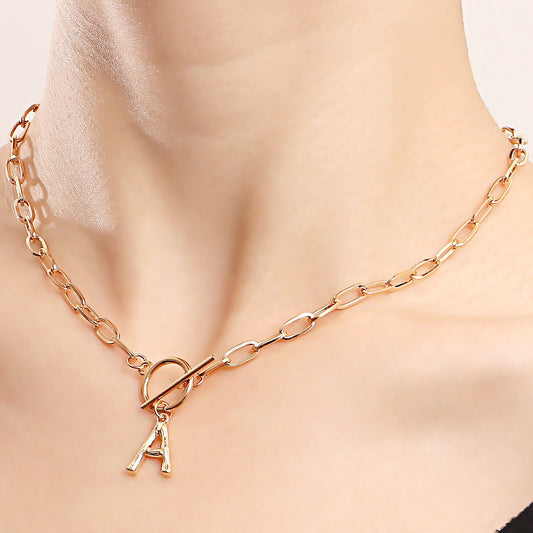 Jewelry punk simple clavicle chain letter A pendant necklace female niche design necklace