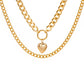 Retro Multilayer Necklace Creative Coin Love Lock Sweater Chain Metal Thick Chain Clavicle Chain Accessories