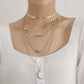 Jewelry Fashion Diamond Crescent Pendant Necklace Female Retro Multi-layer Round Geometric Sequins Necklace