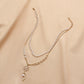 Fashion ins double-layer wheat ear flower pendant personality simple pearl necklace niche design sense female