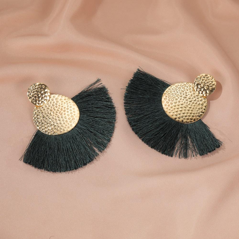 Bohemian earrings female handmade fan-shaped tassel earrings earrings fashion creative earrings female