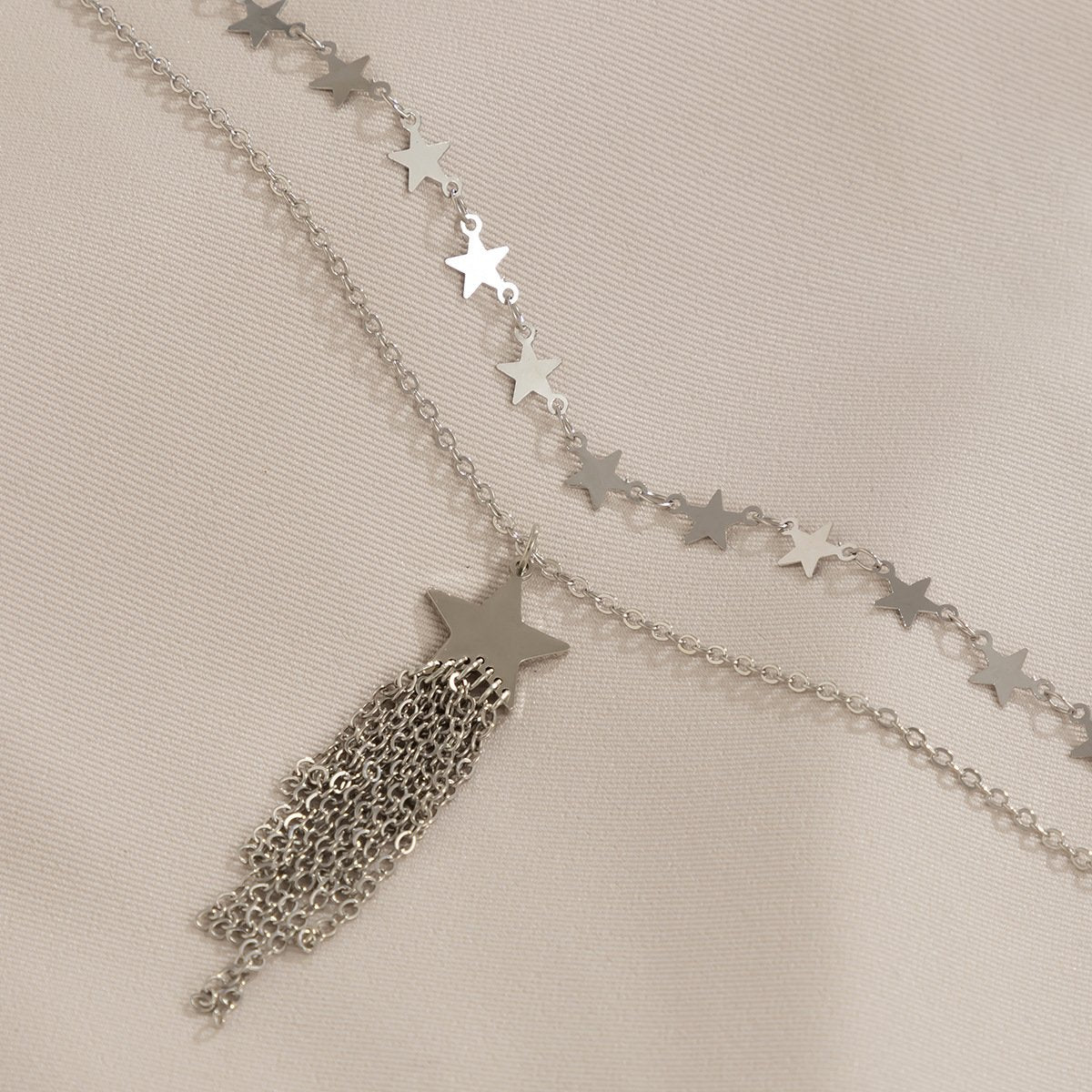 Jewelry Hip Hop Trend Star Pendant Clavicle Necklace Niche Versatile Tassel Chain Necklace Female