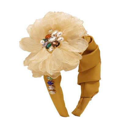 F3347 Popular court lady fabric headband imitation pearl flower ball exaggerated headband female
