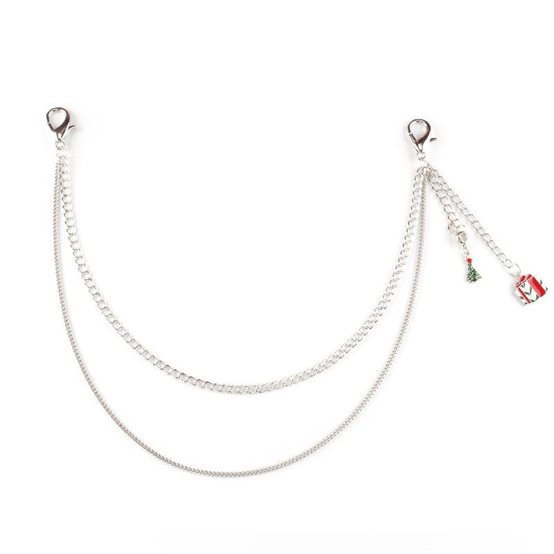 Double-layer pants chain versatile Christmas trend gift snowflake oil drop pendant
