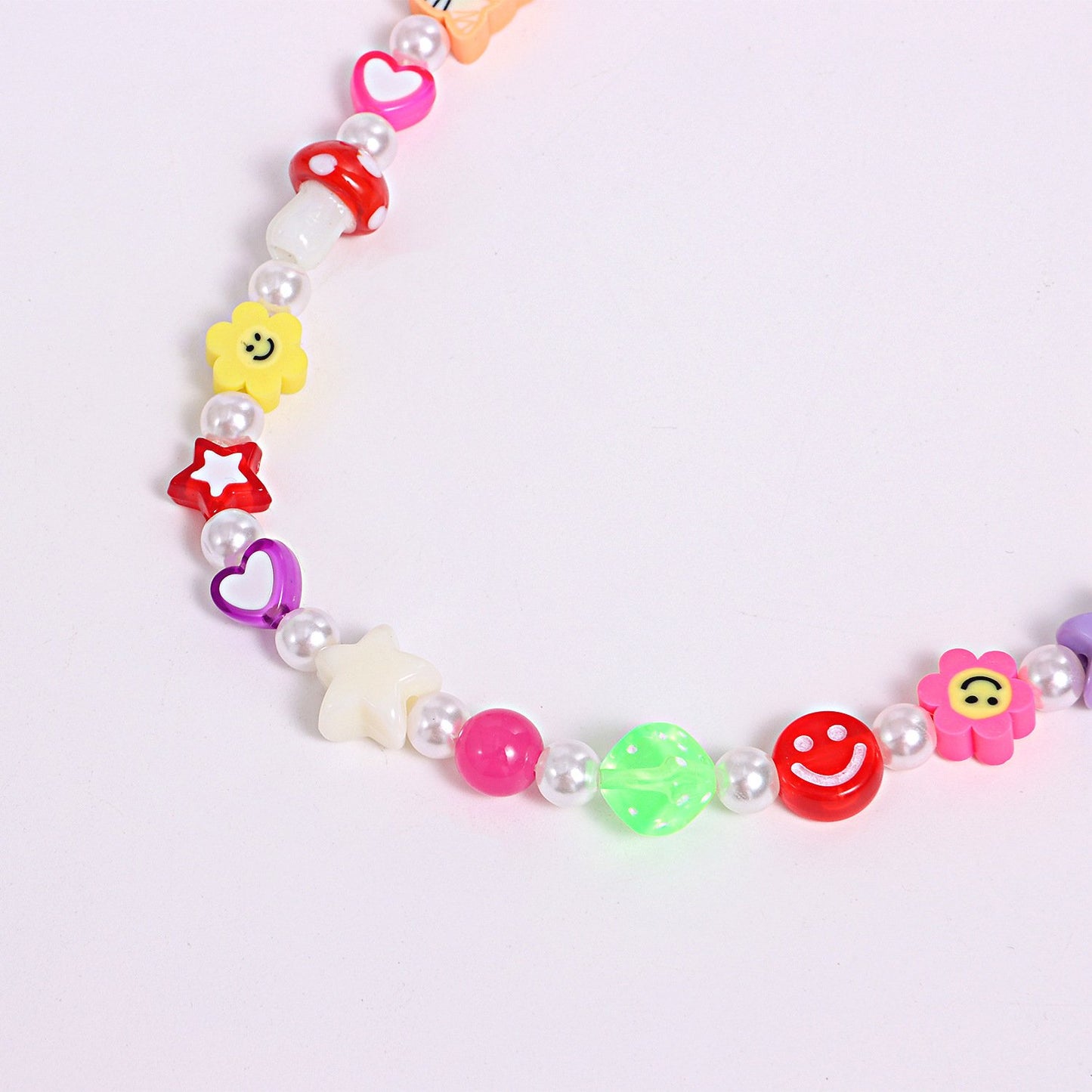 Jewelry flower smiley acrylic five-pointed star necklace female soft pottery animal head pearl necklace