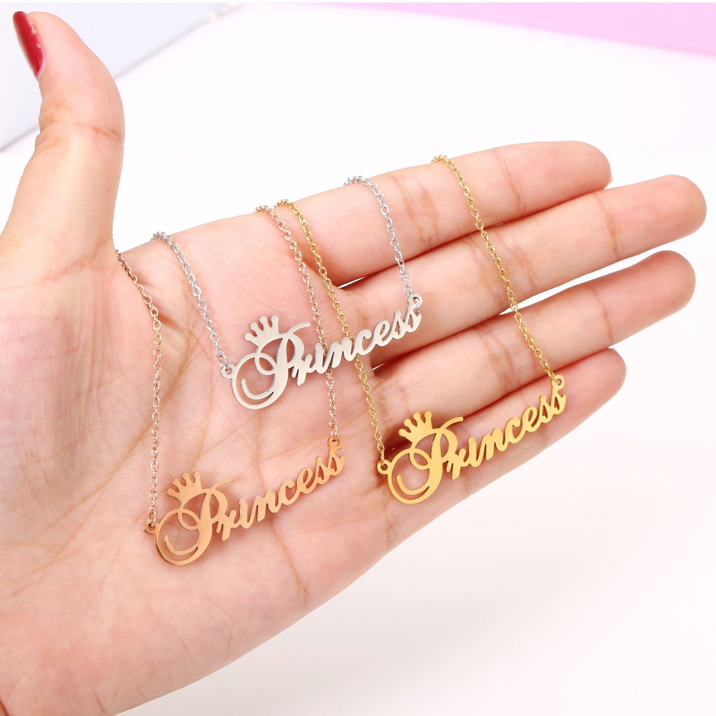 Jewelry Personality Princess English Letter Necklace Simple Ladies Crown Princess Clavicle Chain