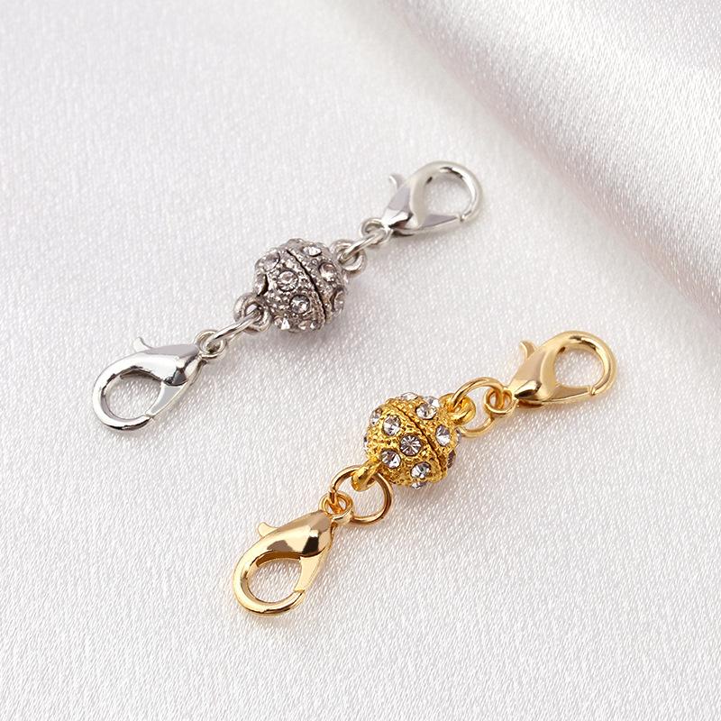 Gold spherical magnet buckle heart-shaped diamond magnetic buckle bracelet head lobster buckle diy jewelry magnetic buckle jewelry