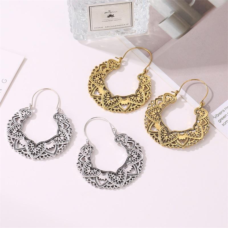 Ethnic Retro Earrings Classic Hollow Totem Earrings Earrings Fashion Pattern Geometric Hollow Earrings