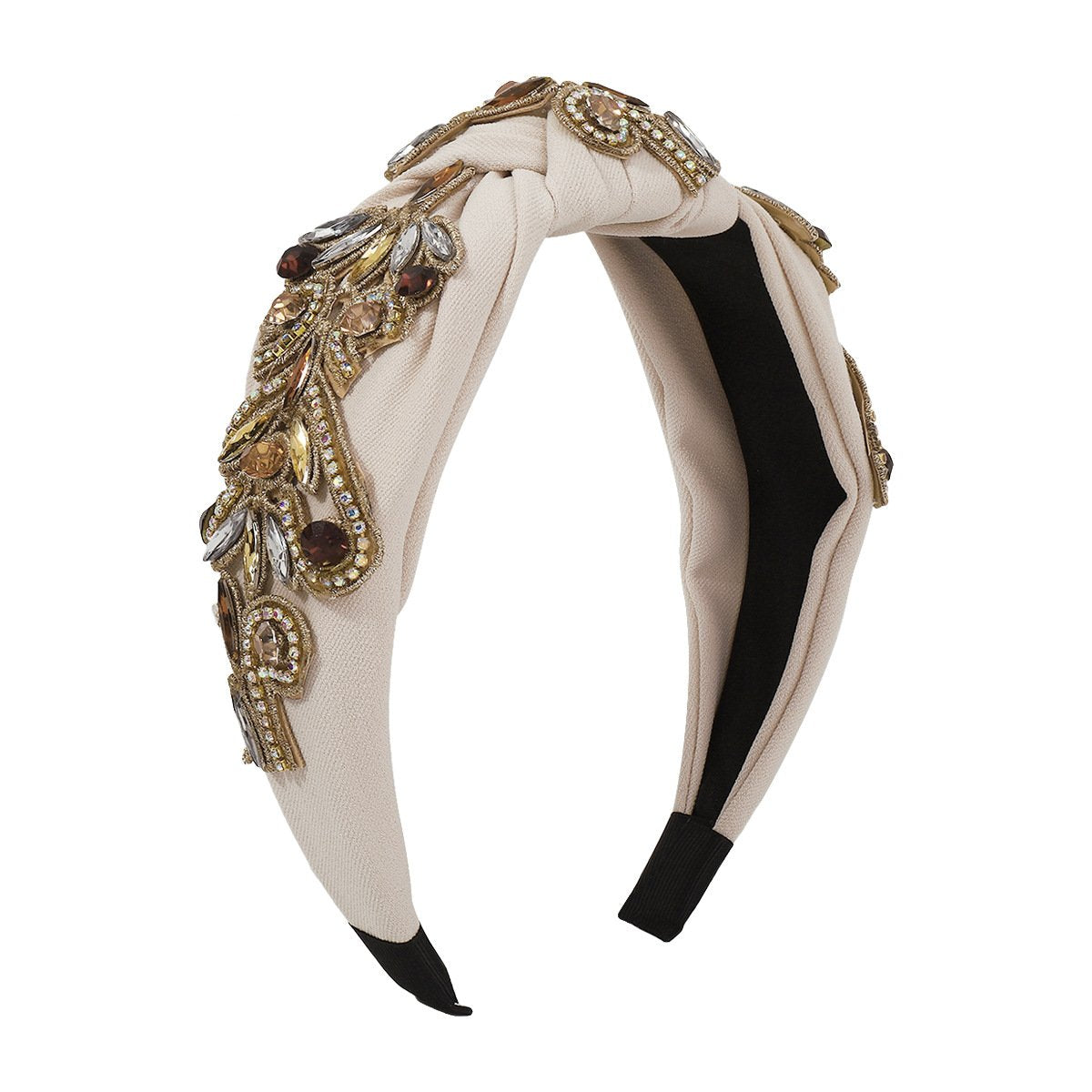 F4639 Baroque exaggerated headband fabric knotted rhinestone claw chain leaf light luxury heavy industry headband female