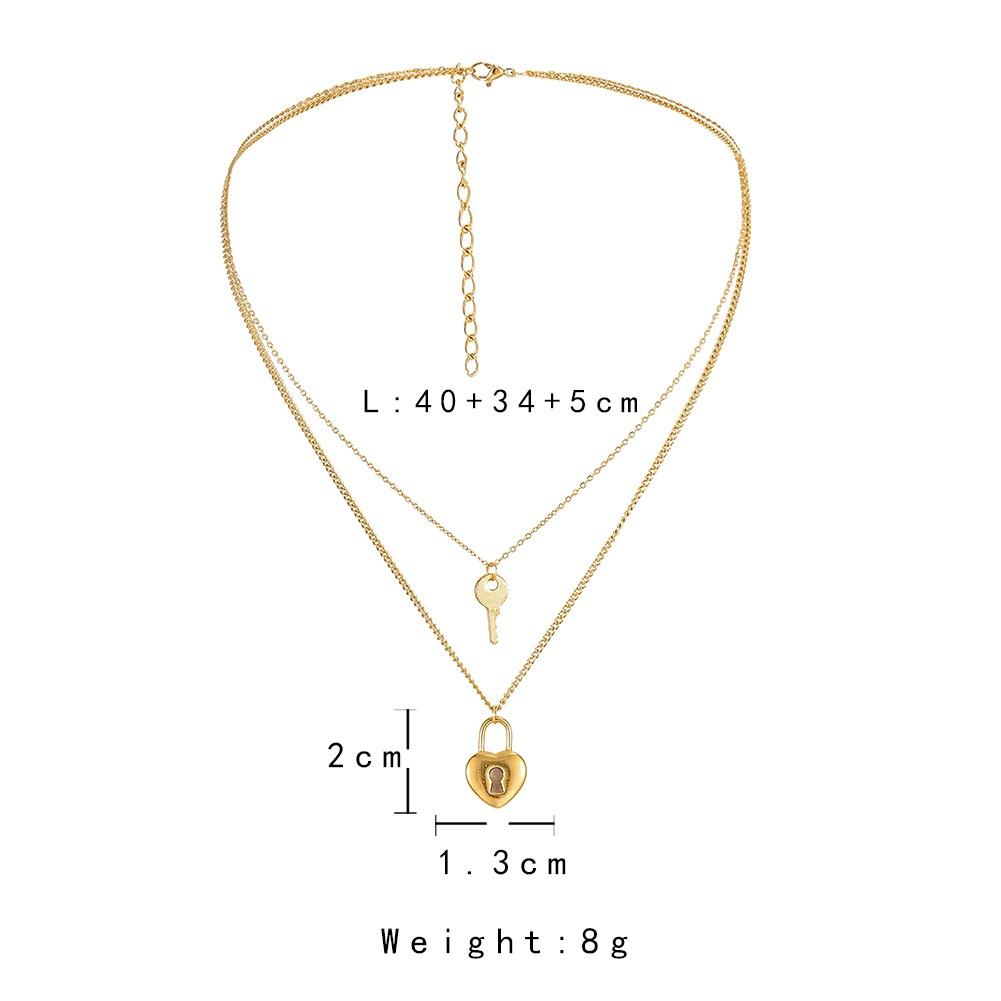 Personalized Stainless Steel Lock Key Pendant Fashion Street Hip Hop Gold Plated Love Lock Necklace