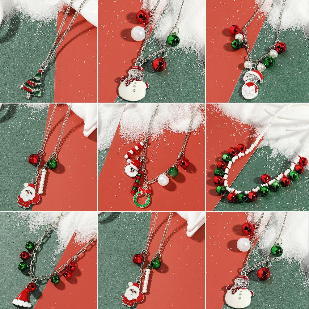 Christmas series necklace cartoon dripping oil snowman bell clavicle chain long sweater chain women