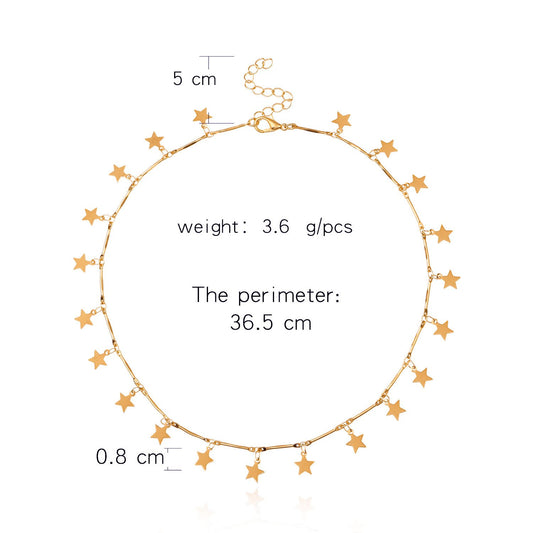 Jewelry Fashion Fashion High Gloss Pentagram Sequin Ladies Necklace