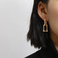 Jewelry Frosty Metal U-shaped Buckle Open Earrings Simple Geometric Square Chain Earrings Female