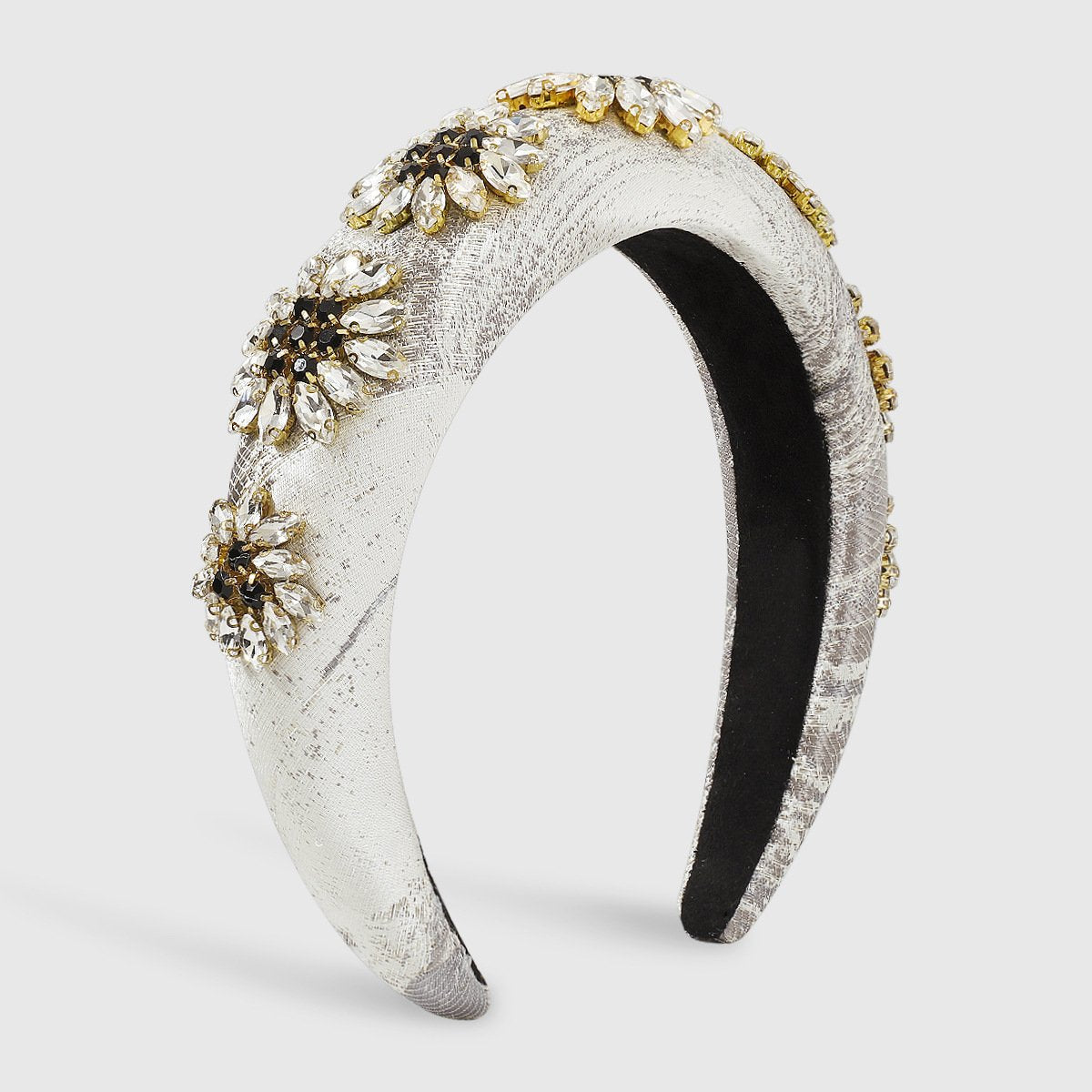 F4772 Baroque Retro Heavy Industry Exaggerated Headband Embroidered Rhinestone Flowers Thick Sponge High Skull Top Light Luxury Headband