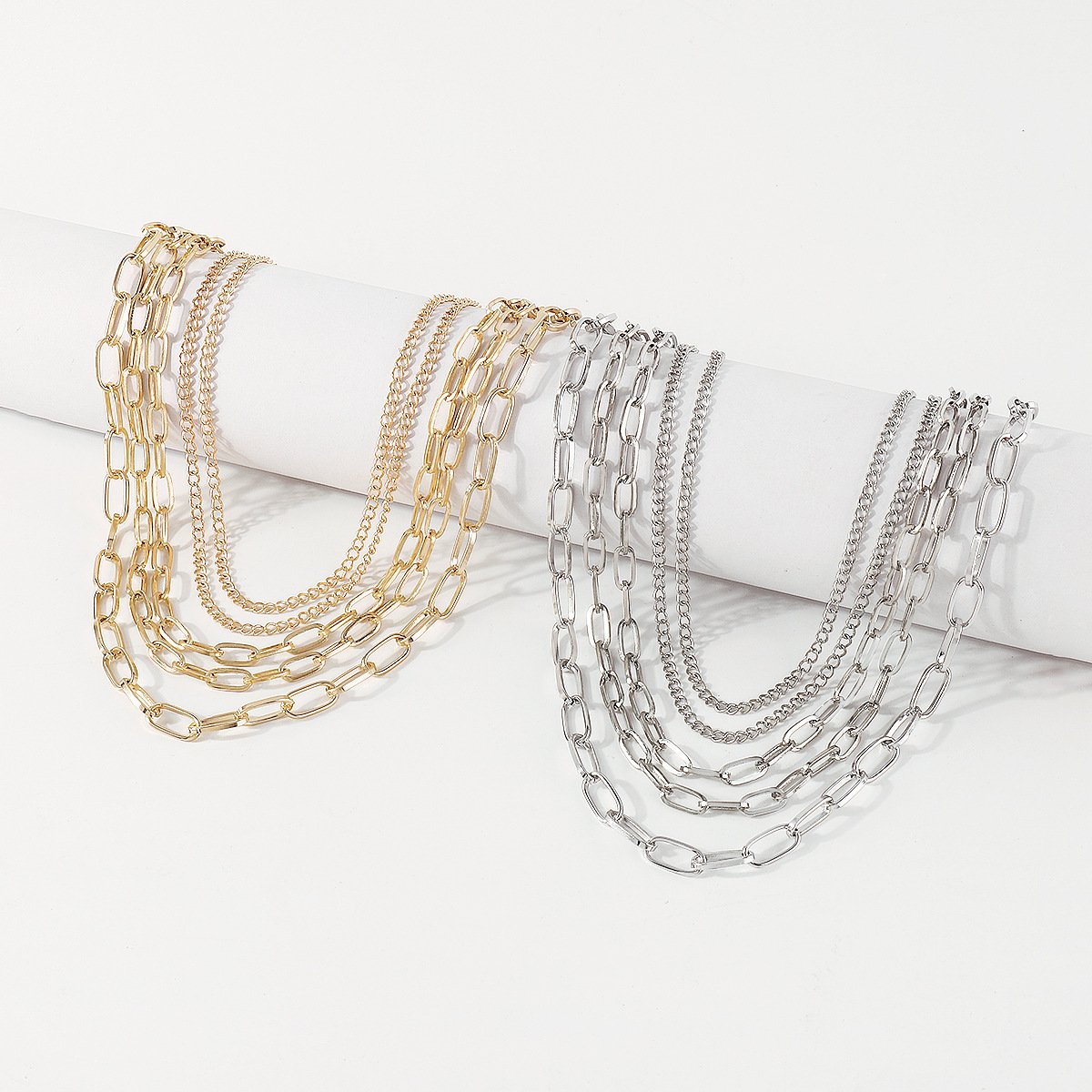 N154 Exaggerated mix and match multi-layered necklace retro cold punk sexy geometric necklace female