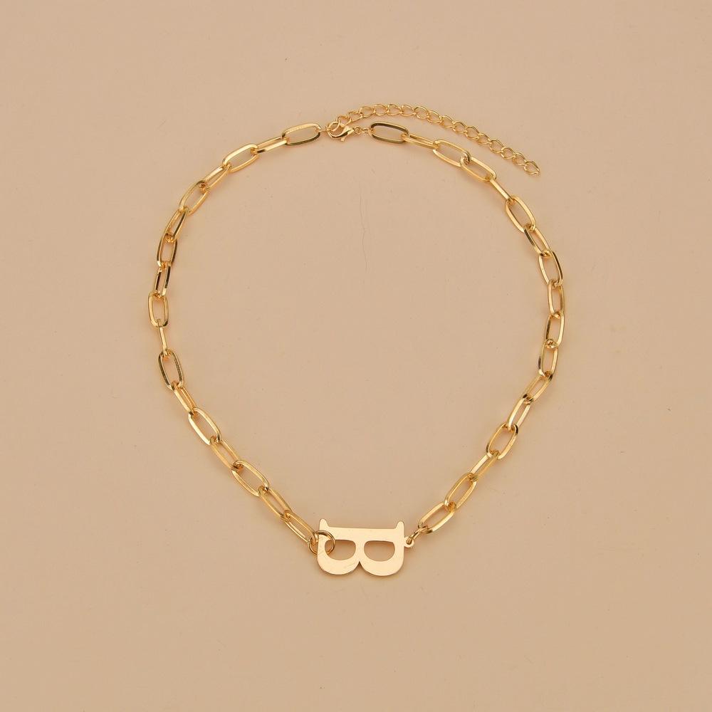 Personality simple temperament retro design sense B letter necklace short sweater chain geometric chain female