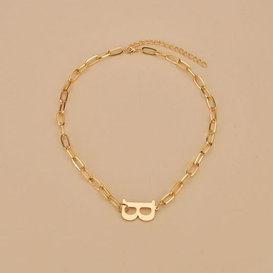 Personality simple temperament retro design sense B letter necklace short sweater chain geometric chain female