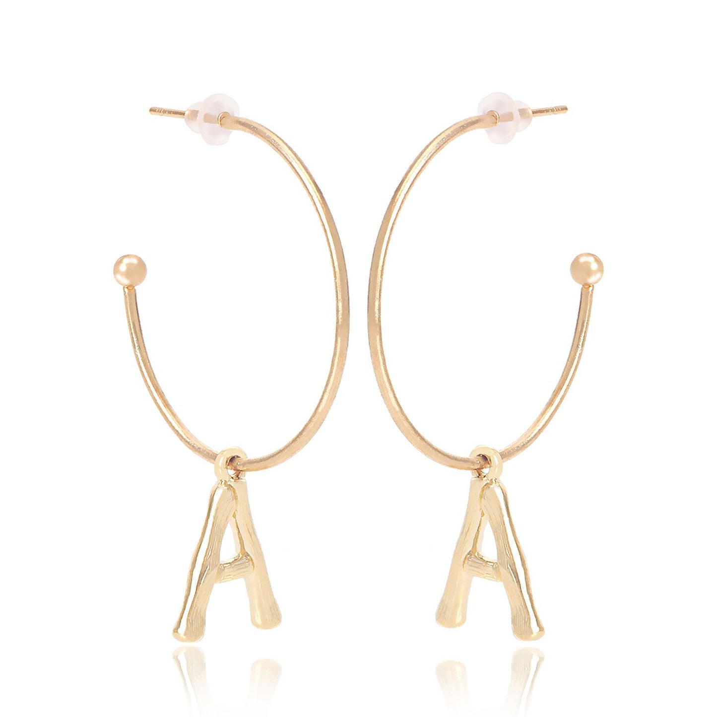 Jewelry punk C-shaped large ring letter A pendant earrings female high-end niche earrings