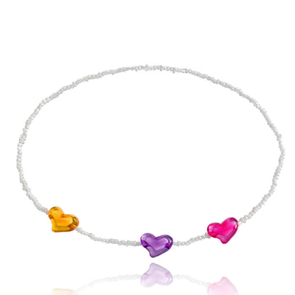 Jewelry fairy white rice beads color big peach heart leg chain accessories female elastic rope body chain