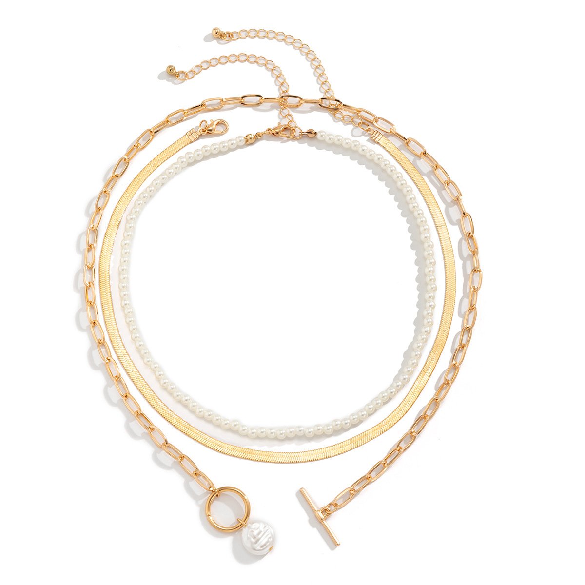 Jewelry Temperament Millet Grain Pearl Clavicle Necklace Female Hip Hop Metal Snake Bone Chain Necklace