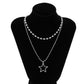 Jewelry Sweet and Cool Metal Bead Mix and Match Necklace Punk Star Hollow Pendant Double Necklace Female